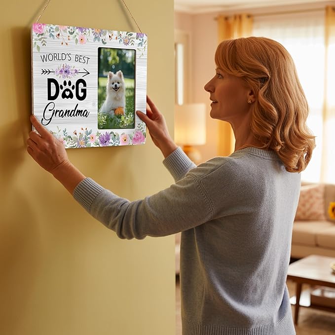 Dog Grandma Picture Frame Gifts, Love Gift for Dog Grandmother, World’s Best Dogs Grandma Frames Fits 4x6 Photo