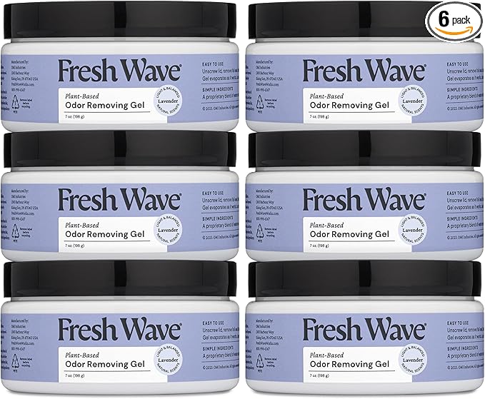 Fresh Wave Lavender Odor Removing Gel, 7 oz., Pack of 6 - Safer Odor Absorbers for Home, Natural Plant-Based Odor Eliminator, Every 7 oz. lasts 15-30 Days, For Cooking, Trash & Pets