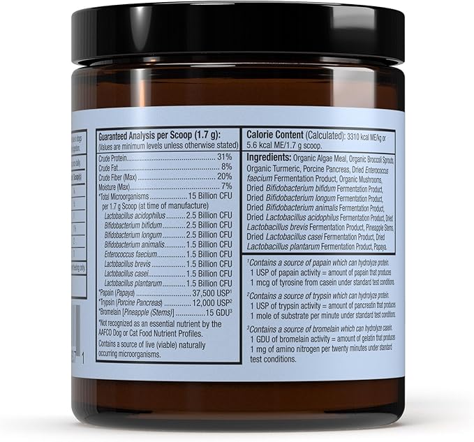 Bark & Whiskers Probiotics + Enzymes - Supports Digestive Health & Immune System - Probiotic Supplement for Cats & Dogs - 60 Scoops
