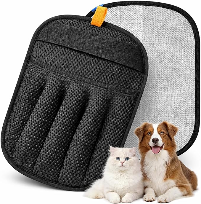 Pet Hair Removal Glove for Cats & Dogs – Upgraded Five-Finger Electrostatic Pet Hair Gloves, Reusable Magic Brush Pet Hair Remover Tool for Clothing, Laundry, Couch, Carpet & Car Seat