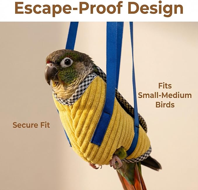 Portable Bird Carrier Bag with Harness, Escape Resistant Parrot Carrier & Bird Travel Bag for Parakeet, Cockatiel, Conure, Pigeon, Small Medium Birds, Random Color (Small)