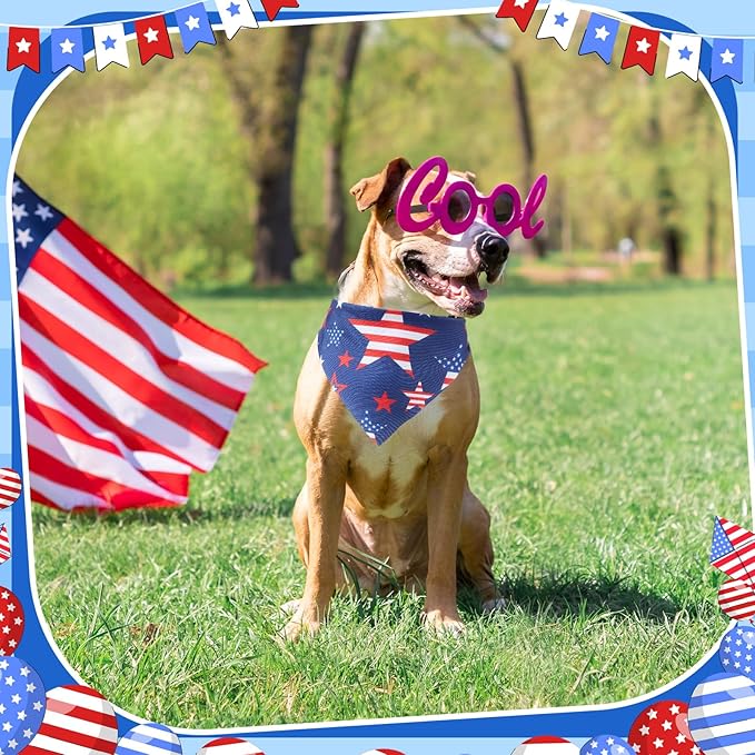 Sanwuta 120 Pcs Dog Patriotic Bandana Bulks 4th of July Bandanas Independence Day Pet Scarf Soft Triangle Scarfs for Small and Medium Pets, 30 Styles