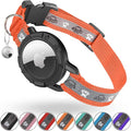Reflective AirTag Cat Collar, Integrated Cat Tracker Collar with Air Tag Holder and Bell, Safety Elastic Band Cat GPS Collars for Girl Boy Cats, Kittens and Puppies (Orange,XS)