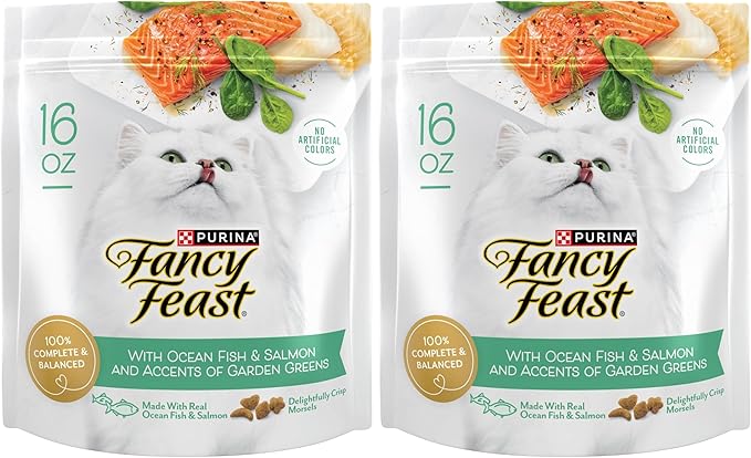 Fancy Feast Purina Dry Cat Food with Ocean Fish and Salmon - 16 oz. Bags,(Pack of 8)