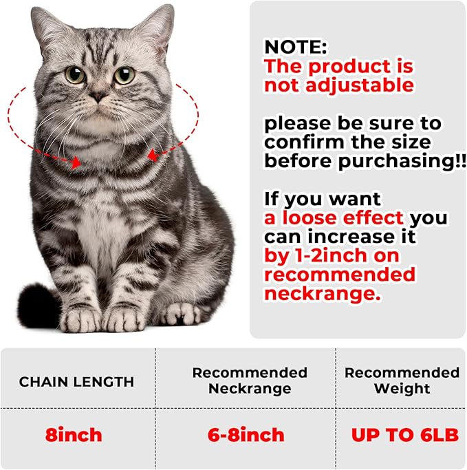 Amabro Cat Chain Collar, Diamond Cuban Link Kitten Walking Collar with Secure Buckle 12mm Wide Pet Rhinestones Necklace Metal Chain Jewelry Accessories for Cats Dogs Kittens Puppies 8inch(Gold)