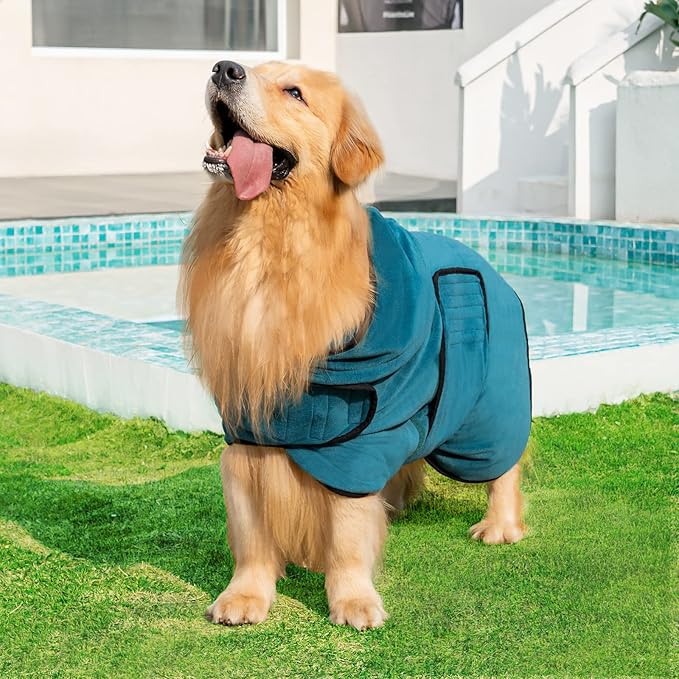 Avont Dog Bathrobe - Super Absorbent Pet Drying Towel Bath Robes After Bath Shower Swim Wet Walk for Puppies -Blue(3XL)