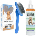 We Love Doodles Large Slicker Brush & Lavender Detangler Spray Pack - for Long-Haired Dogs, Dog Leave-In Conditioner for Reducing Mats, Knots & Tangles, Dematting & Conditioning Kit, 16 oz