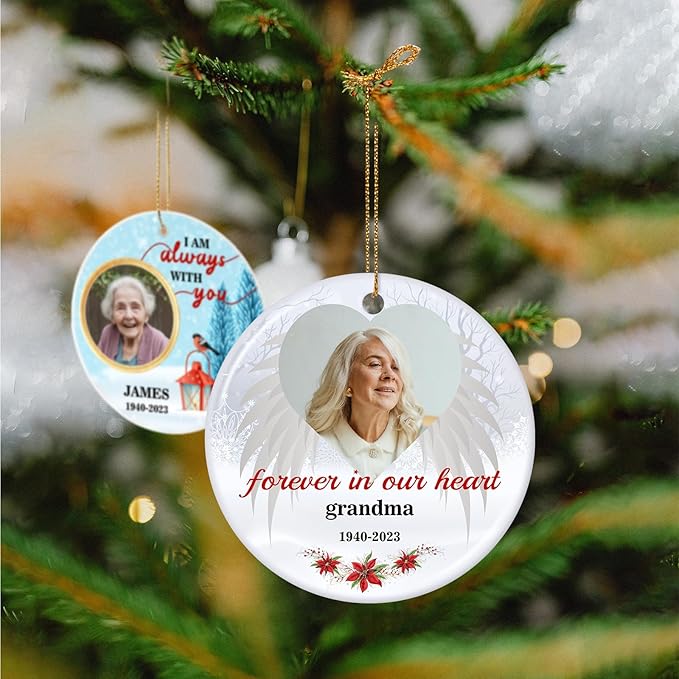Customized Sympathy Gift for Loss of Loved One - Personalized Christmas Photo Ornaments 2026 - Custom Photo, Name, Years Memorial Gifts