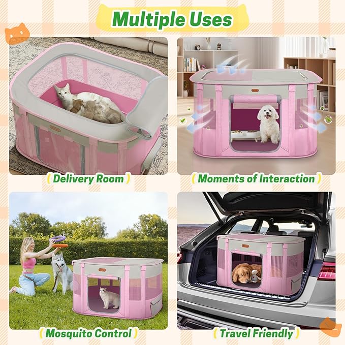 Foldable Pet Playpen - Cat & Puppy Playpen, Travel Dog Crate with Carrying Case, Cat Tent Dog Pen for Outdoor Camping Use