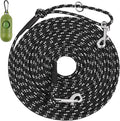 15FT Reflective Cat Leash,Escape Proof Long Training Lead for Cats Kittens & Small Pets,Durable Outdoor Walking Leash with Waste Bag Dispenser(Black)