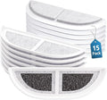 15-Pack Cat Water Fountain Filters Compatible with eufy Stainless Steel Pet Fountain 3L/105oz, Pet Water Fountain Filter with Triple Filtration System for Cats and Dogs