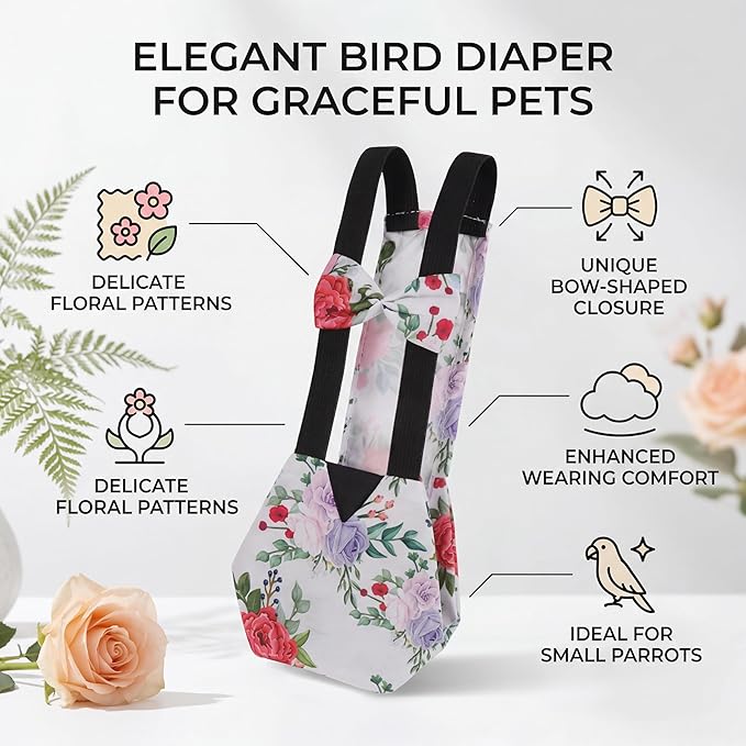 Pet Chicken Diapers,Chicken Goose Duck Loose Tight Belt Diapers Poop Pocket Diapers Peony Flower Pattern for Poultry Pet Used(L)