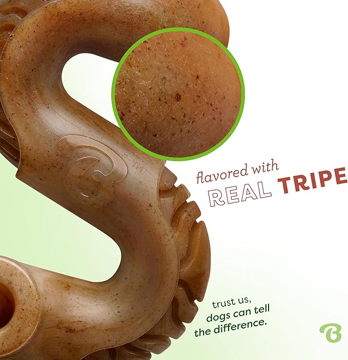 Benebone Tiny 2-Pack, Tripe Bone Durable Dog Chew Toy for Aggressive Chewers, Real Tripe, Made in USA