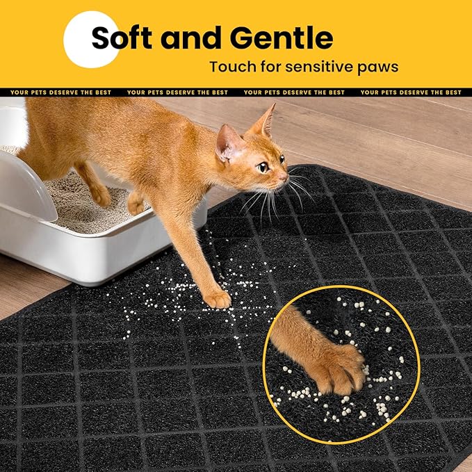 Conlun Cat Litter Mat Litter Trapping Mat, 24" x 17" Premium Durable PVC Grid Mesh with Scatter Control, Non-slip, Less Waste Cat Litter Box Mat, Soft on Kitty’s Paws, Urine Waterproof