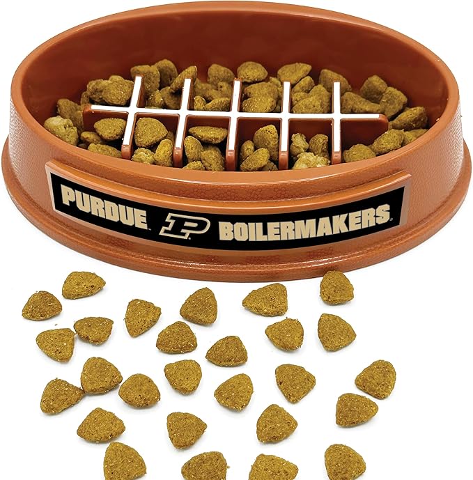 NCAA Super-Bowl - Purdue Boilermakers Slow Feeder Dog Bowl. Football Design Slow Feeding Cat Bowl for Healthy Digestion. Non-Slip Pet Bowl for Large & Small Dogs & Cats