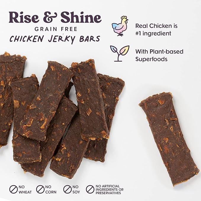 Bundle x Joy Rise & Shine Chicken Jerky Dog Treats - 16 Oz Bag, Natural Superfood - Corn, Poultry, Soy & Grain Free Dog Treats Made in USA Only