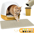 Cat Litter Mat - 30'' x 24'' Large Litter Trapping Mat, Easy to Clean Litter Box Mat, Waterproof, Urine-Proof, Non-Slip Kitty Litter Mats for Floor, Beige