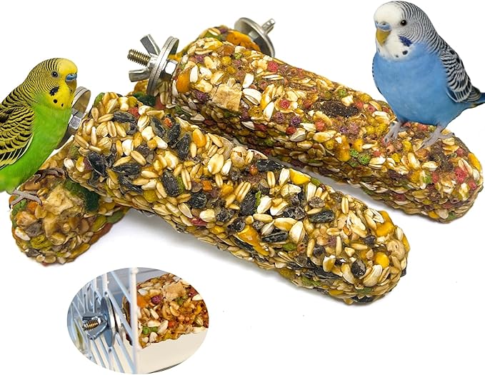 3PCS Parakeet Treat,Natural Parrots Treat Sticks,Vegetable & Grain Flavor Crunch Sticks,Bird Treats for Cockatiel Budgies Lovebirds Conure Canary Finches