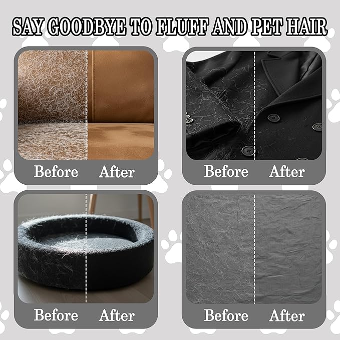 Pet Hair Removal Glove for Dogs & Cats, Reusable Electrostatic Glove for Clothes, Couch,Carpets,Car Seat, Individually Wrapped 1 Pack Black, L