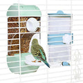Automatic Bird Feeder Waterer Kit Bird Cage Hanging Waterer Parakeet Leak-Proof Feeder Parrot Vegetable Clips Cage Accessories for Budgies Lovebirds Finches Canaries Parrotlets Conures (Green)