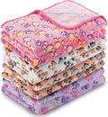 Tatuo 4 Pcs Dog Blanket for Pet Puppy Teething Toys Paw Print Fleece Blanket for Pet Cat Soft Warm Sleep Mat Guinea Pig Cage Mat(XXXX-Large(72 x 72 Inch),White, Coffee, Pink, Purple)