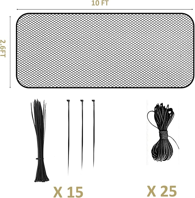 Balcony Netting for Pets, Stairway Net for Balcony, Pet Netting Balcony Black Net for Dogs Cats Kids Child Rail Net for Balcony Apartment, Baby Balcony Patios Stairway Net Black (10ft*2.6ft Thick)