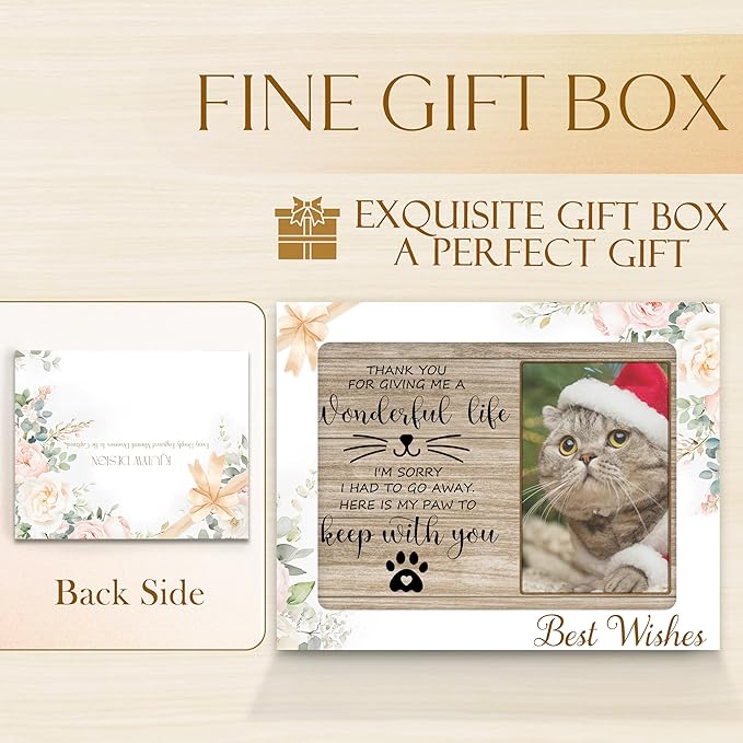 Cat Memorial Gifts 4x6 Picture Frame, Pet Memorial Remembrance Gifts for Cats, Loss of Cat Sympathy Gift Picture Photo Frames for Desk Tabletop Wall Decoration