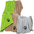 Extra Large Dog Towel - Pack of 3 - Super Absorbent Soft Microfiber Pet Bath Grooming Towels for Drying Dogs and Other Pets (XL-55" * 36", Green and Brown and Gray)