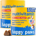 Happy Paws 10-in-1 Dog Multivitamin, Supplements for Dogs for Daily Nutritional & Immune Support, Suitable for All Breeds & Ages with Coconut Oil, Vitamin D3 and Biotin, Vegan Lamb Flavor, (200 Chews)