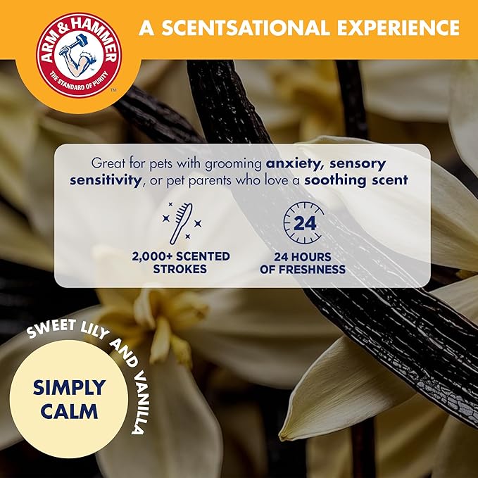 Arm & Hammer Deodorizing Slicker Brush for Dogs with Fragrance Transfer Technology – Scented Self-cleaning Dog Brush - Dog Grooming Brush for Shedding, Sweet Lily & Vanilla Scent
