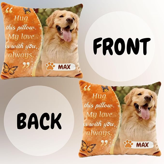 Pet Memorial Throw Pillow | Personalized Custom Pillow, a Warm & Comforting Gift for Remembering Beloved Dogs and Cats (D, 20＂×20＂)