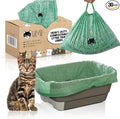 Home Compostable Cat Litter Box Liners, Jumbo XL 36” x 19” Drawstring - Extra Thick Heavy Duty Litter Box Bags, Tear Resistant & Leak-Proof Cat Liners for Easy Cleanup - Pack of 30