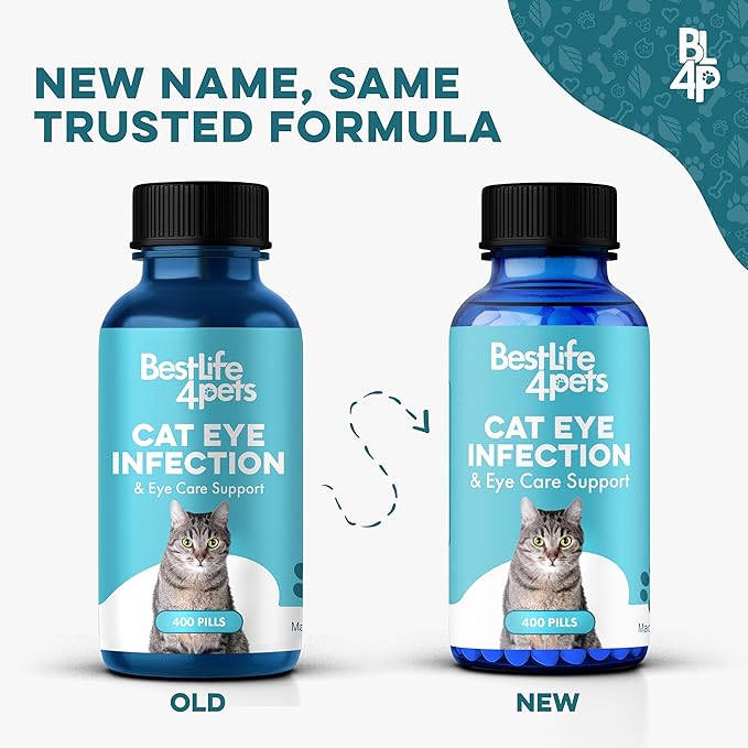 Cat Eye Infection & Vision Care Support, Holistic Vision Support for Cats & Kittens, Soothes Eye Infections, Conjunctivitis, Swelling, and Discharge, Easy to Use, 400 Odorless, Tasteless Pills