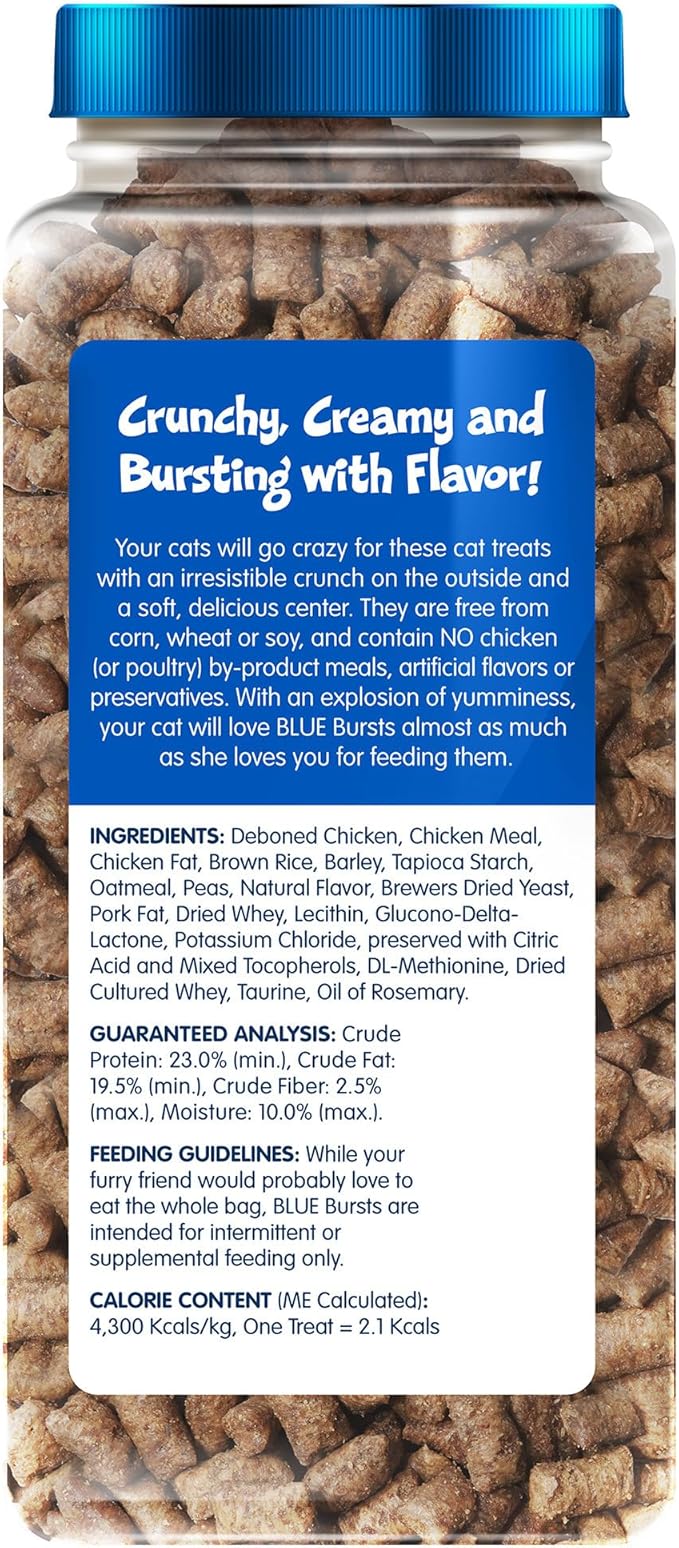 Blue Buffalo Bursts Crunchy & Creamy Cat Treats, Great for Training, Paw-Lickin' Chicken, 12-oz. Tub (Pack of 4)