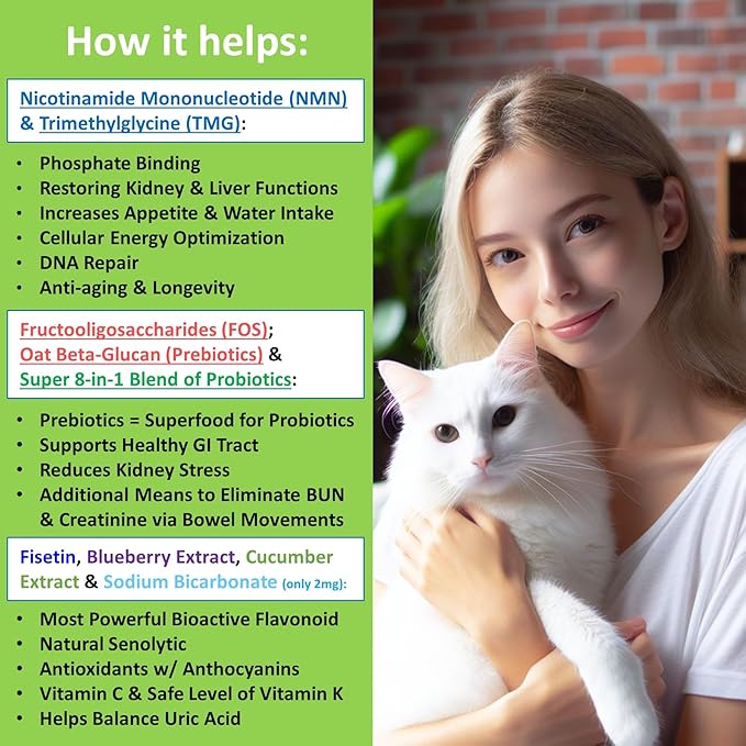 𝗘𝘃𝗲𝗻𝘁𝘂𝗮𝗹𝗹𝘆 𝗬𝗼𝘂𝗻𝗴 12-in-1 CKD Kidney & Liver Support Restore for Cats & Dogs: Advanced Phosphate Binder w/NMN, Fisetin, Antioxidants, Prebiotic & Probiotic (30 Caps)