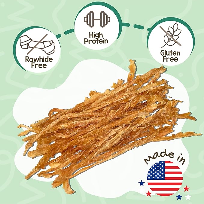 Nature Gnaws USA Turkey Tendons for Dogs (8oz) - Delicious Grain Free Reward Snack for Small, Medium & Large Breeds - Premium Natural Dog Chew Treats