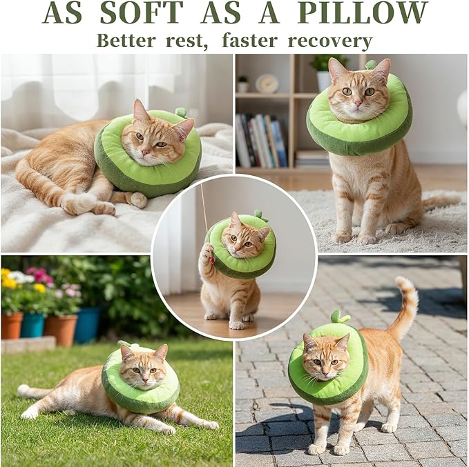 Adjustable Cat Cone Soft Cat Recovery Collar Cute Kitten Fruits Shaped Cats Neck Collar Comfortable Pet Neck Strap Lightweight Elizabethan Cone for Cats Kitten and Puppies