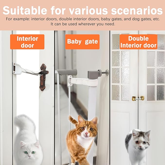 Door Prop for Cats. Cat Door Latch Holder to Keep Baby Gate and Interior Door Open. Cat Door Stopper can Keep Dogs and Kids Out of Cat Food Bowls & Litter Box. Patent Pending!（2pcs）