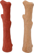 Pupstages Dogwood Mesquite Dog Chew Toy – Real-Wood Blend, Moderate Chewers, Medium, 7.5", 2-Pack (Natural & Mesquite Flavors)
