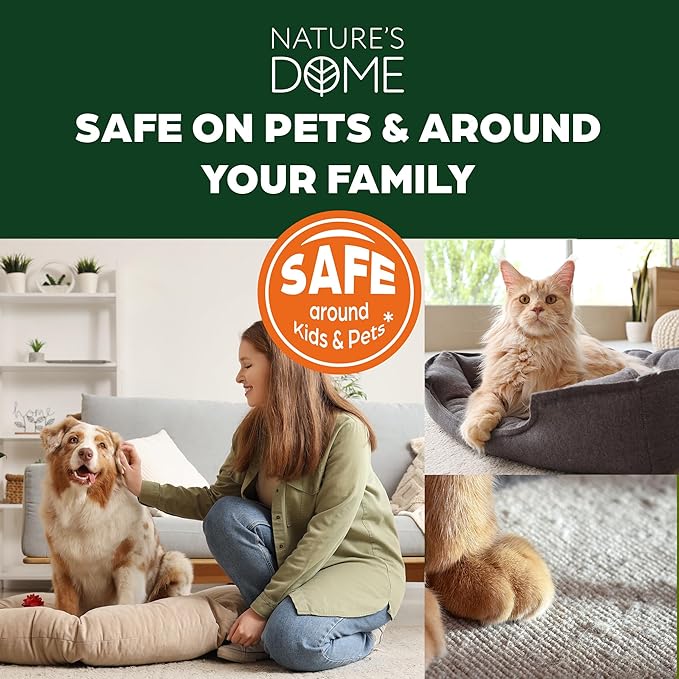 Nature’s Dome Peppermint Flea & Tick Spray – 16 oz – Kills & Repels Fleas, Ticks, Larvae & Eggs – Plant-Based Pest Control – Safe for Pets, Kids & Plants – Ready-to-Use