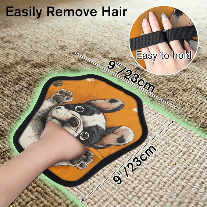 French Bulldog Pet Hair Removal Glove for Dogs & Cats,2 PCS Newly Upgraded Reusable Electrostatic Pet Hair Gloves,Dog Hair Remover Tool for Clothing,Couch,Carpet,Car Seat