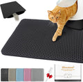 Waterproof Cat Litter Mat, Double Layer EVA, Odor-Free Large Grid, Urine Proof, Easy Cleanup (Black, 24 x 35)