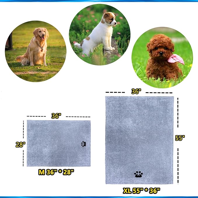 Extra Large Dog Towel Super Absorbent Soft Microfiber Pet Bath Grooming Towels for Drying Dogs and Other Pets (XL-55" * 36", Green)