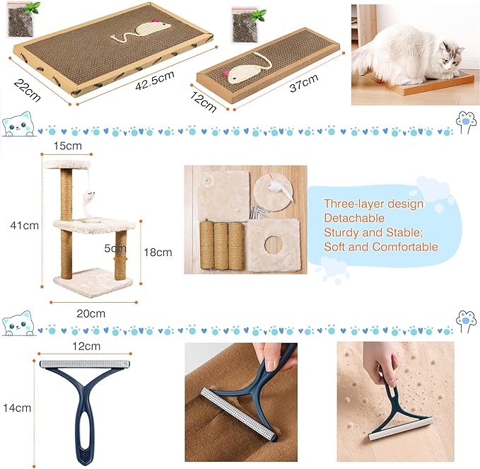 Kitten Starter Supplies Starter Kit, 20 pcs of Essentials, Including Bed, Carrier, Litter Mat, Box, Collar, Bowls and More, Perfect for New Cat Owner - Blue