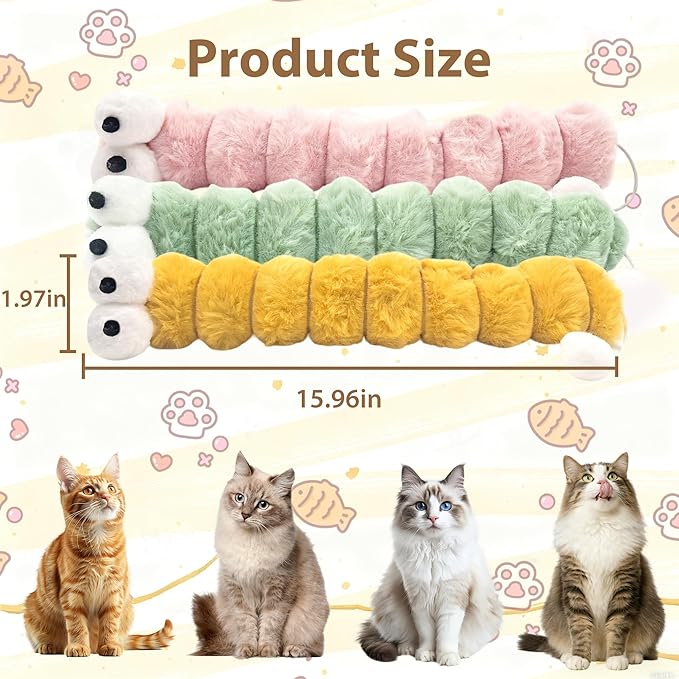 3 Pack Cat Toys Pillows,Catnip Inside, Interactive Indoor Kitten Play and Exercise Toy,Promotes Kitty Exercise,15.96 Inches(Pink+Green+Yellow)