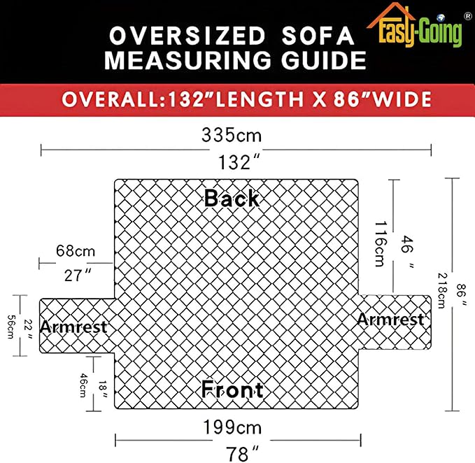 Easy-Going Reversible Oversized Couch Cover for 3 Cushion Couch Sofa Cover for Dogs Water Resistant Furniture Protector Cover with Foam Sticks for Pet (Oversized Sofa, Camel/Ivory)