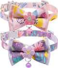 Cat Collar Breakaway, HYQHYX Floral Kitten Collar with Bell, Cute Cat Collar with Bow for Girl Boy Removable Bowtie