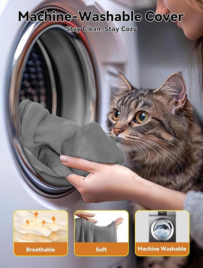Outdoor Pet Heating Pad for Dog & Cat, Multi-Size Waterproof Heated Cat Dog Bed for Outside, Pet Heater Warmer Mat Blanket with Chew Resistant Cord for Senior Dog Cat House Whelping Box,Gray,16" x 28"