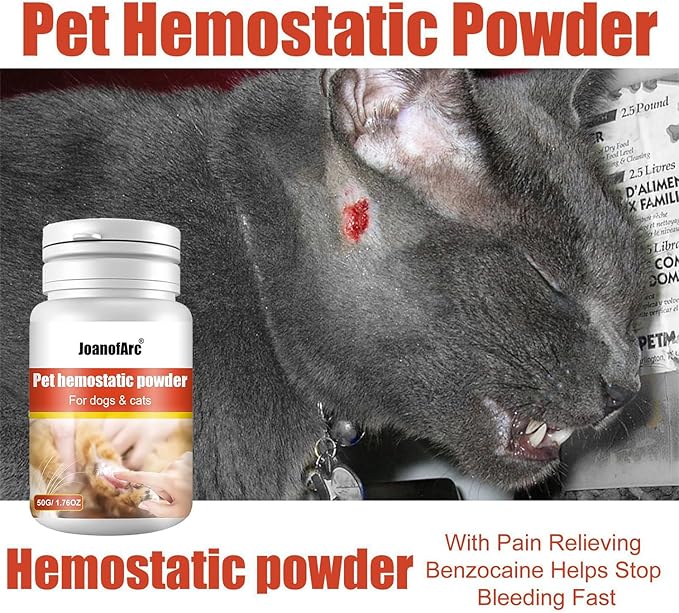 Styptic Powder for Dogs, Quick Stop Bleeding for Dogs Nails, Minor Cuts, Scratches, Blood Stop Powder with Herbal Support, Gentle & Sting-Free, 50g