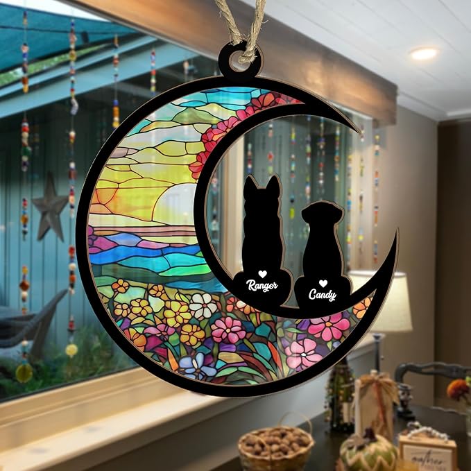 Dog Memorial Ornament Pet Loss Suncatcher, Gifts for Dog Lovers,